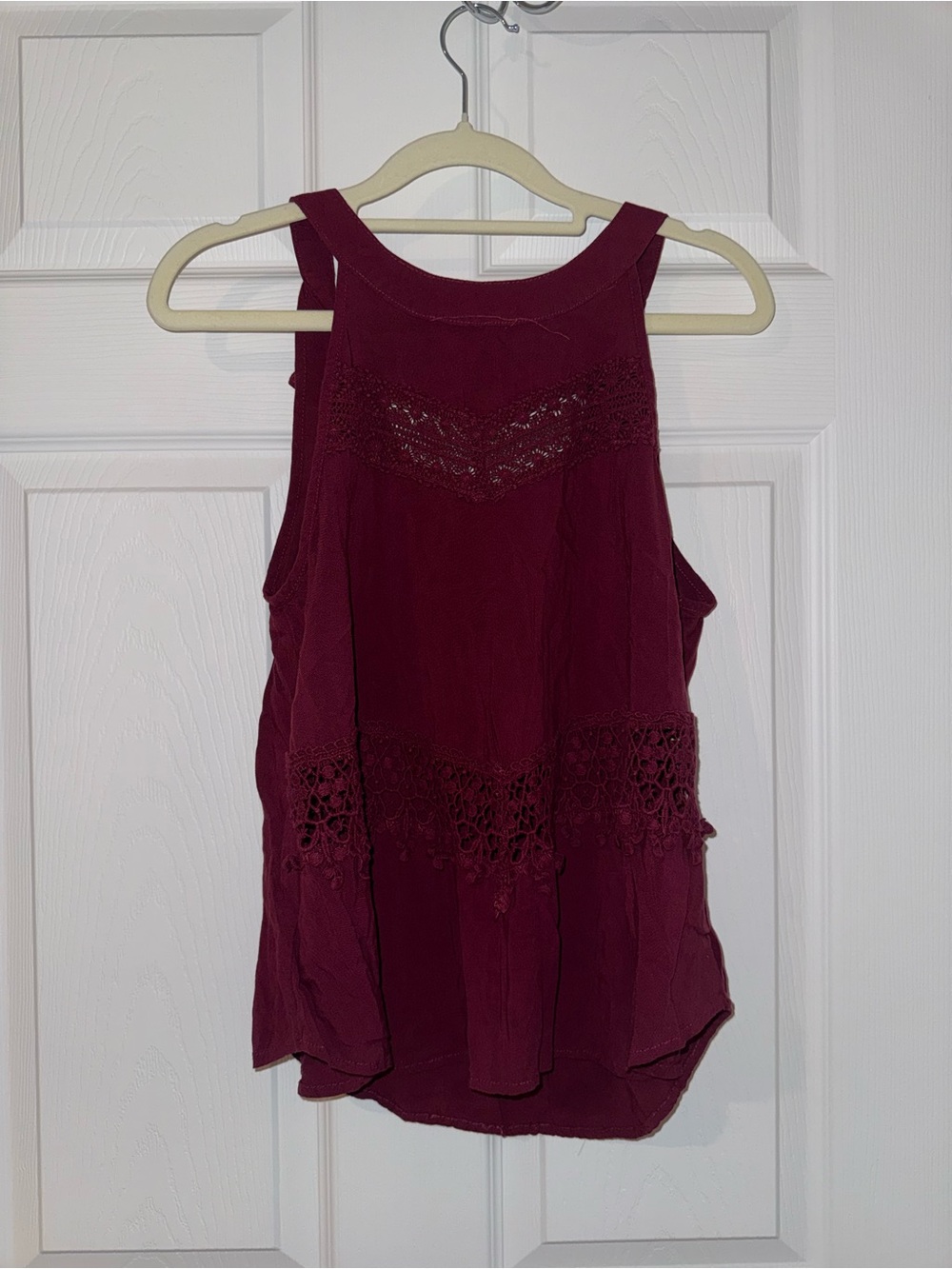 Decree Burgundy Crochet Lace Tank Top Sleeveless Boho Blouse Size M
